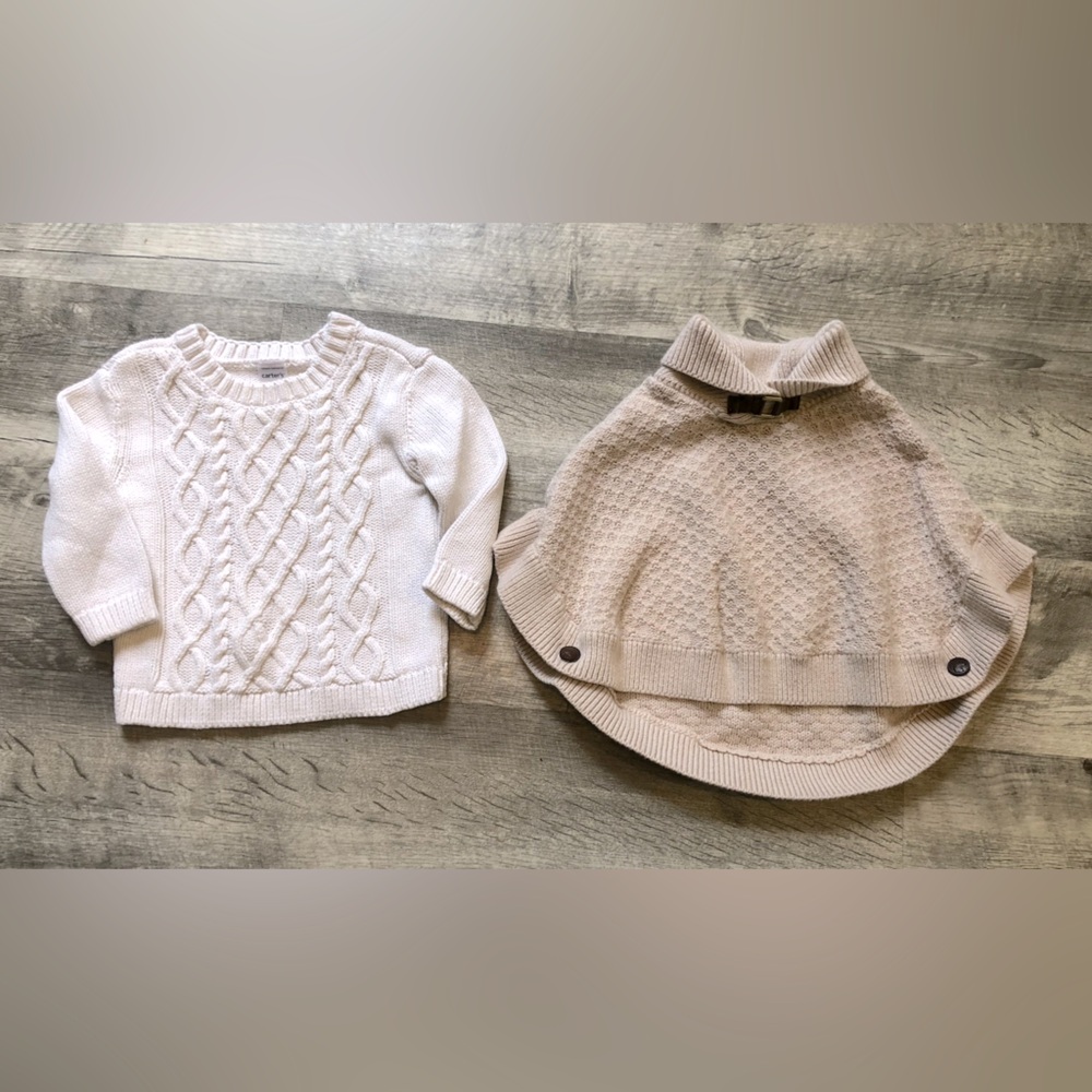 Carter's Ivory Cable Knit Sweater Janie & Jack Knit Poncho Neutral Cream Beige